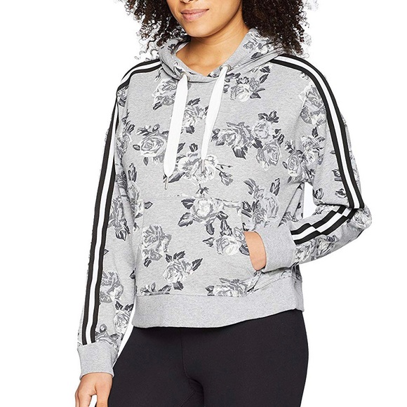 Calvin Klein Rose Spray Printed Cropped Hoodie - Picture 8 of 8